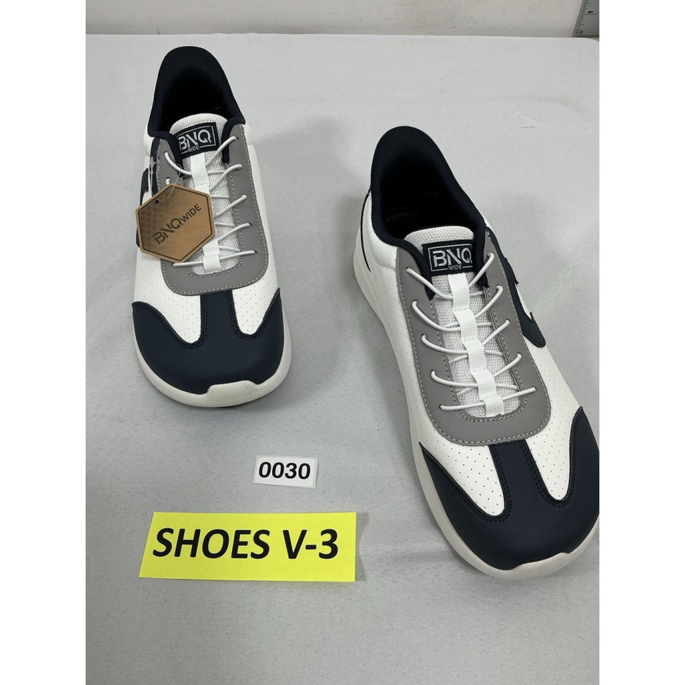 Men’s NWT BNQ Wide Sneakers Bungee Lace Us 11 White Black